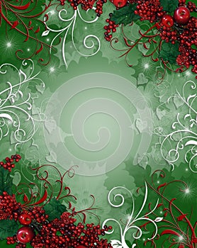 Christmas Border Background Holly Berries