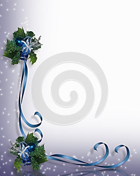 Christmas Border blue ribbons