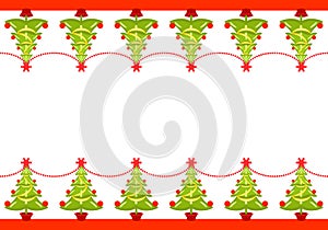 Christmas border with decorated trees