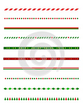 Colección de navidad de las fronteras / divisor de gráficos incluyendo holly frontera, bastón de caramelo patrón, árboles de navidad y más.