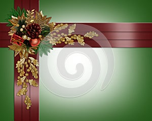 Christmas border elegant red ribbons