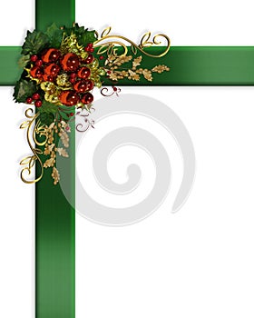 Christmas border elegant ribbons baubles