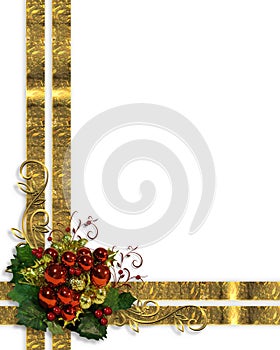 Christmas Border Elegant gold ribbons