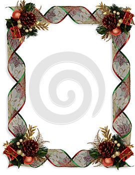 Christmas Border Fancy ribbons and ornaments
