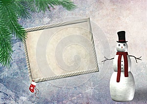 Christmas border frame with a snowman