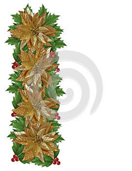 Christmas border holly gold poinsettias photo