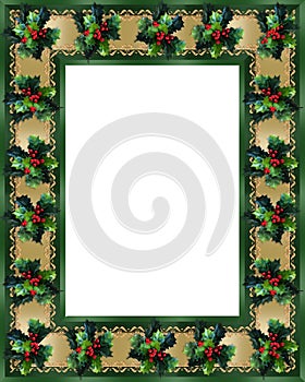 Christmas Border Holly and ribbon photo frame