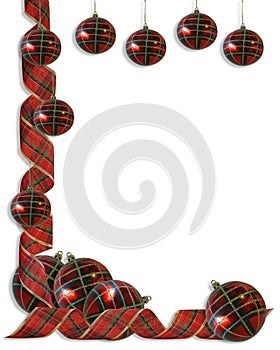 Christmas Border plaid Ribbons and balls