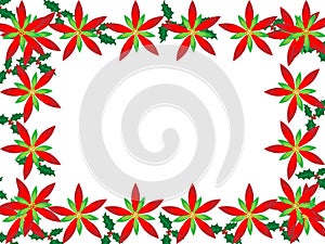 Christmas border with poinsettias photo