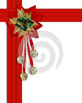 Christmas border red ribbons