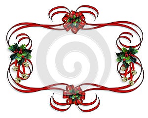 Christmas Border red ribbons