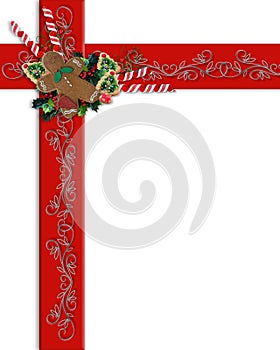 Christmas Border red ribbons and treats
