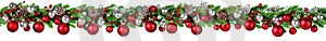 Christmas Border - Red And Silver Ball Hanging