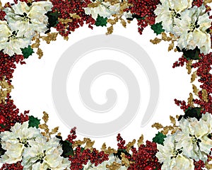 Christmas Border White Poinsettias