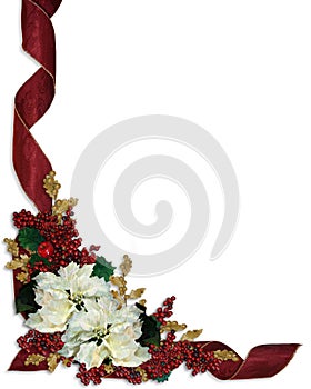 Christmas Border White Poinsettias photo