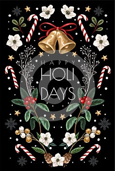 Christmas botanical card. Happy holiday