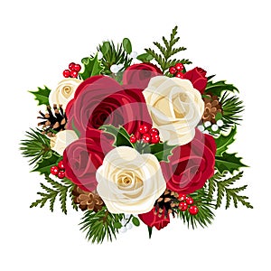 Christmas bouquet with roses.