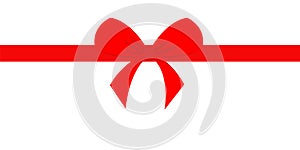 Christmas bow icon. Big red ribbon line. Decoration element for giftbox present. Satin ribbons. Greeting card template. White