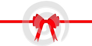 Christmas bow icon. Big red ribbon line. Decoration element for giftbox present. Satin ribbons. New Year, Merry Christmas sign