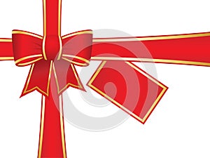 Christmas bow and ribbons with blank gift card