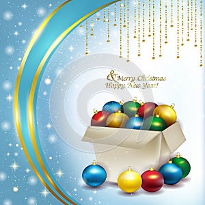 Christmas box with colored balls