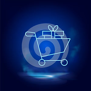 Christmas, box neon icon. Smoke effect neon style vector icons.