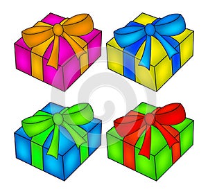 Christmas box set, gift icon, symbol, design. vector illustration isolated on white background.