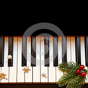 Christmas branch on piano