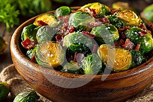 Christmas Brussels sprouts with bacon vegetable side