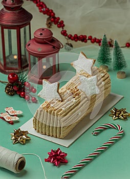 Christmas Buche de Noel (Yule Log) cake