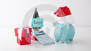 Christmas budget concept with piggy bank