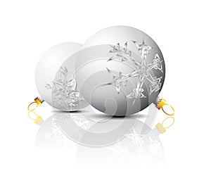 Christmas bulbs with snow photo