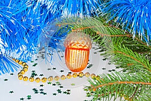 Christmas bump under the Christmas tree with decorative ornament
