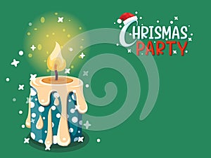 Christmas Burning candle vector with Christmas Party text effects. Symbol of happy new year, christmas celebration, winter. Vector