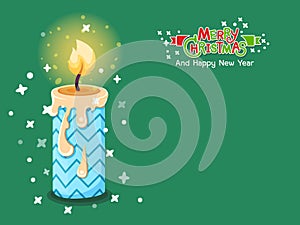 Christmas Burning candle vector with Merry Christmas text effects. Symbol of happy new year, christmas celebration, winter. Vector