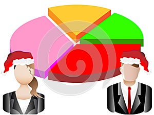 Christmas Business Chart and Avatars Illustration