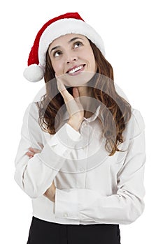 Christmas business woman thinking