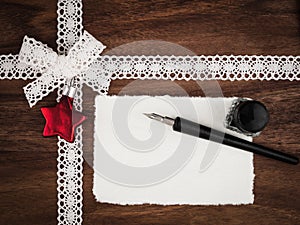 Christmas, cace, christmas card, quill and inkwell