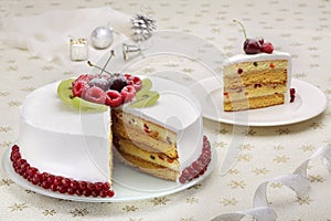 Christmas cake with berries