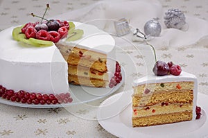 Christmas cake with berries