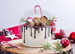 Christmas cake and festive decoration