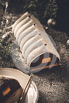 Christmas Cake Or French Christmas Cake call `BÃ»che de NoÃ«l` in France