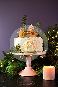 Christmas cake with gingerbread decorations