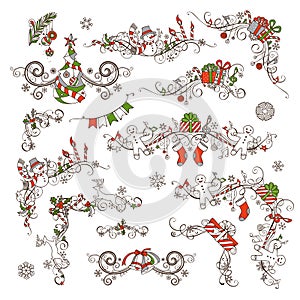 Christmas calligraphic page decorations and dividers.