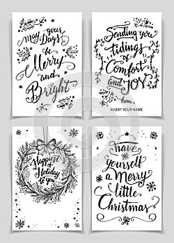 Christmas calligraphy greeting cards set