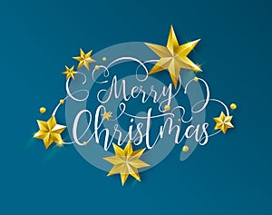 Christmas calligraphy text quote with gold stars