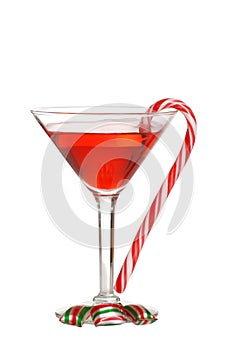 Christmas candies with a red martini