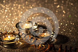 Christmas candle composition on a gray background3