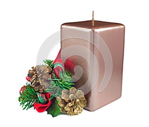 Christmas candle with decorations