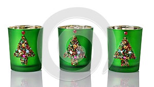 Christmas Candle Holders on white